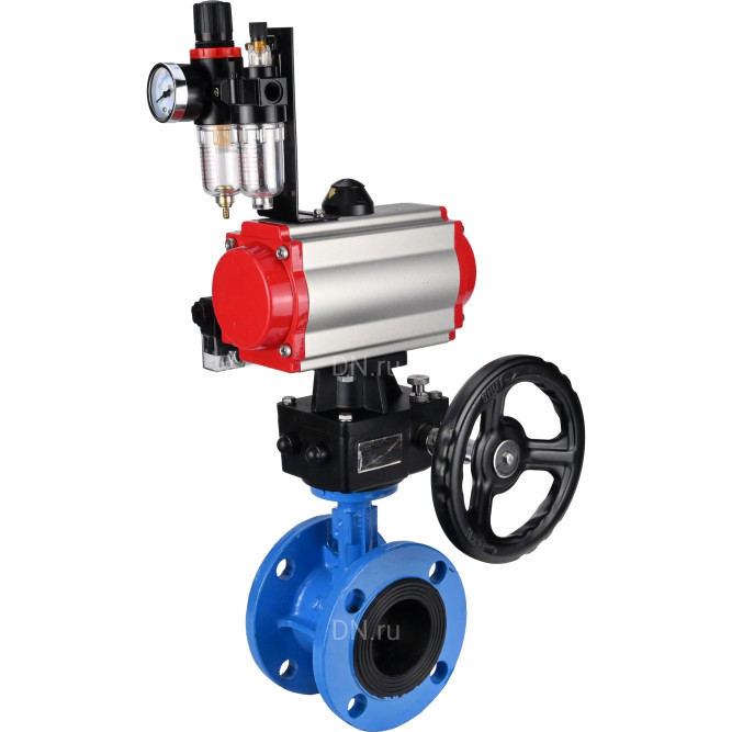 Затвор дисковый поворотный WBV1313E-2W-F-H Ду200 Ру16 фланцевый, корпус - чугун GGG40, диск - чугун GGG40, EPDM, с пневмоприводом PA-DA-140, пневмораспределителем 4M310-08 DC24V, ручным дублером MON2-450-T28-ISO и БПВ AFC2000 в Перми