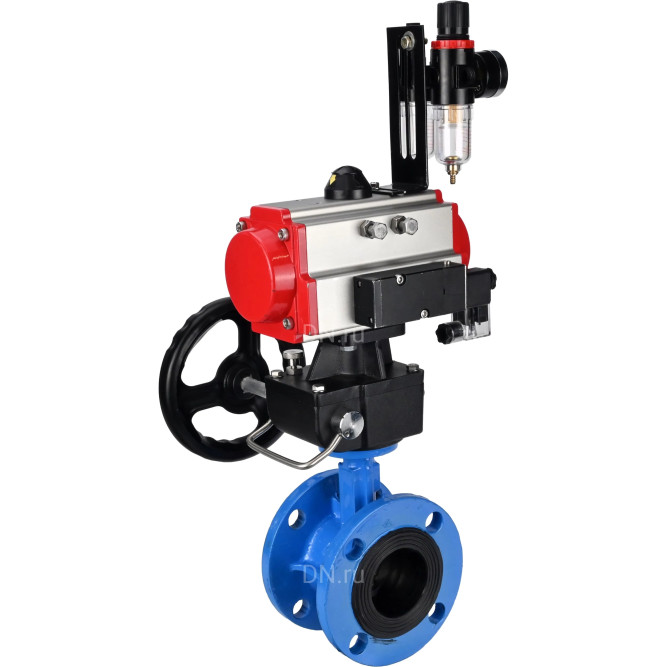 Затвор дисковый поворотный WBV1313E-2W-F-H Ду200 Ру16 фланцевый, корпус - чугун GGG40, диск - чугун GGG40, EPDM, с пневмоприводом PA-DA-140, пневмораспределителем 4M310-08 DC24V, ручным дублером MON2-450-T28-ISO и БПВ AFC2000 в Перми
