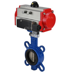 Затвор дисковый поворотный WBV1432N-2W-Fb-H Ду300 Ру16, корпус - чугун GGG50, диск - нержавеющая сталь 316L, уплотнение - NBR, с пневмоприводом PA-SA-210 с возвратными пружинами, пневмораспределителем 4M310-08 AC220V