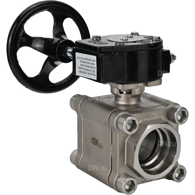 Кран шаровой BV3232P(3pc)-FP-SW-ISO-H Ду65 Ру63 полнопроходной, корпус - нержавеющая сталь SS316, под приварку, с редуктором RDN RQN4-500Z-T30 в Перми