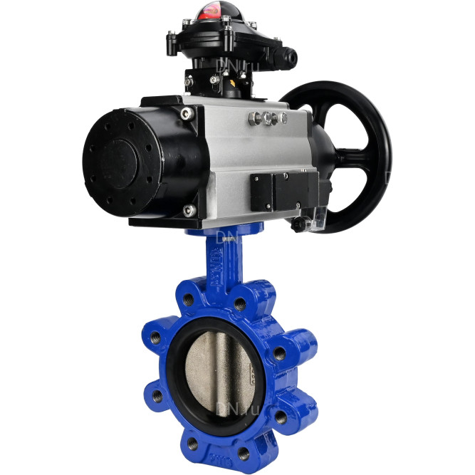 Затвор дисковый поворотный WBV1616E-2W-Fb-H Ду125 Ру16 LUG корпус - чугун QT450, диск - чугун QT450, уплотнение - EPDM, с пневмоприводом PA-DA-105-1, пневмораспределителем 4M310-08 DC24V и БКВ APL-210N в Перми