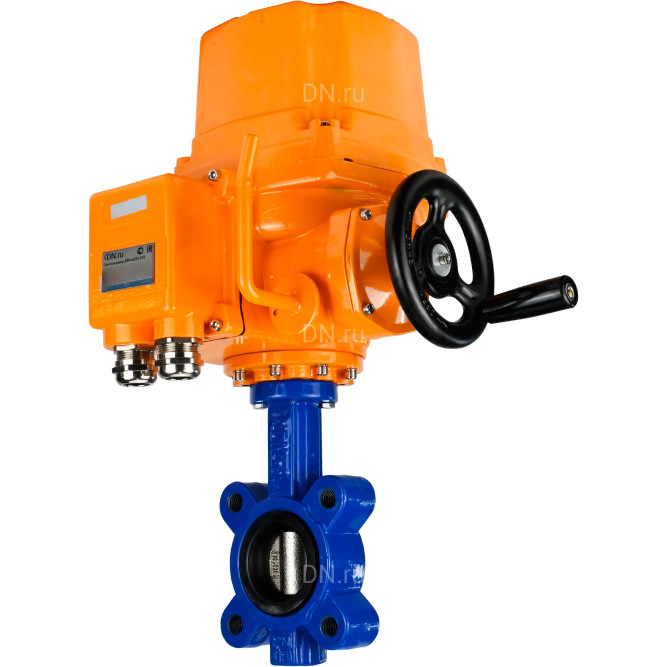 Затвор дисковый поворотный WBV1616E-2W-Fb-H Ду150 Ру16 LUG межфланцевый, корпус - чугун QT450, диск - чугун QT450, уплотнение - EPDM, с электроприводом QT-EX-020EM-O2-220VAC-У1 220В в Перми