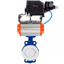 Затвор дисковый поворотный WBV3434Pf-2W-Fb-H Ду100 Ру16 корпус - углеродистая сталь WCB, диск - углеродистая сталь WCB, футерованный PTFE, уплотнение - PTFE, с пневмоприводом PA-SA-130 и позиционером YT-1000RSN с обратной связью