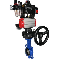 Затвор дисковый поворотный WBV1132N-2W-Fb-H Ду250 Ру16, корпус - чугун GG25, диск - нержавеющая сталь 316L, NBR, с пневмоприводом PA-DA-140, пневмораспределителем 4M310-08 DC24V, БКВ APL-410N EX, ручным дублером MON4-1200-T54-ISO, БПВ AFC2000