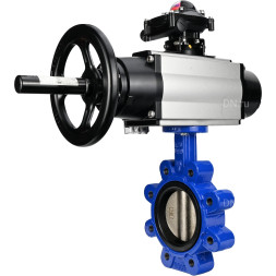 Затвор дисковый поворотный WBV1616E-2W-Fb-H Ду150 Ру16 LUG корпус - чугун QT450, диск - чугун QT450, уплотнение - EPDM, с пневмоприводом PA-DA-105-1, пневмораспределителем 4M310-08 DC24V и БКВ APL-210N