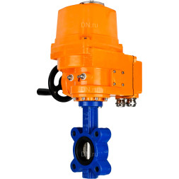 Затвор дисковый поворотный WBV1616E-2W-Fb-H Ду100 Ру16 LUG межфланцевый, корпус - чугун QT450, диск - чугун QT450, уплотнение - EPDM, с электроприводом QT-EX-010EM-O2-24VDC-У1 24В