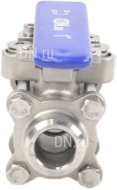 Кран шаровой BV3232P(3pc)-FP-W-ISO-H Ду20 Ру63 полнопроходной двухходовой, нержавеющая сталь SS316, под приварку, уплотнение - PTFE, с ISO фланцем и рукояткой в Перми