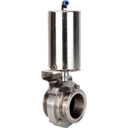 Затвор дисковый поворотный кламповый WBV3131S-2W-C-H Ду20 Ру10 корпус - пищевая нержавеющая сталь 304, уплотнение – Silicon, с пневмоприводом PA-SA-85 с возвратными пружинами