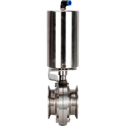 Затвор дисковый поворотный кламповый WBV3131S-2W-C-H Ду20 Ру10 корпус - пищевая нержавеющая сталь 304, уплотнение – Silicon, с пневмоприводом PA-SA-85 с возвратными пружинами