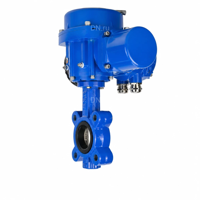 Затвор дисковый поворотный WBV1616N-2W-Fb-H Ду65 Ру16 LUG межфланцевый, корпус - чугун QT450, диск - чугун QT450, уплотнение - NBR, с электроприводом QT-N-005M-O2-220VAC-У1 с моментной муфтой и штурвалом в Перми