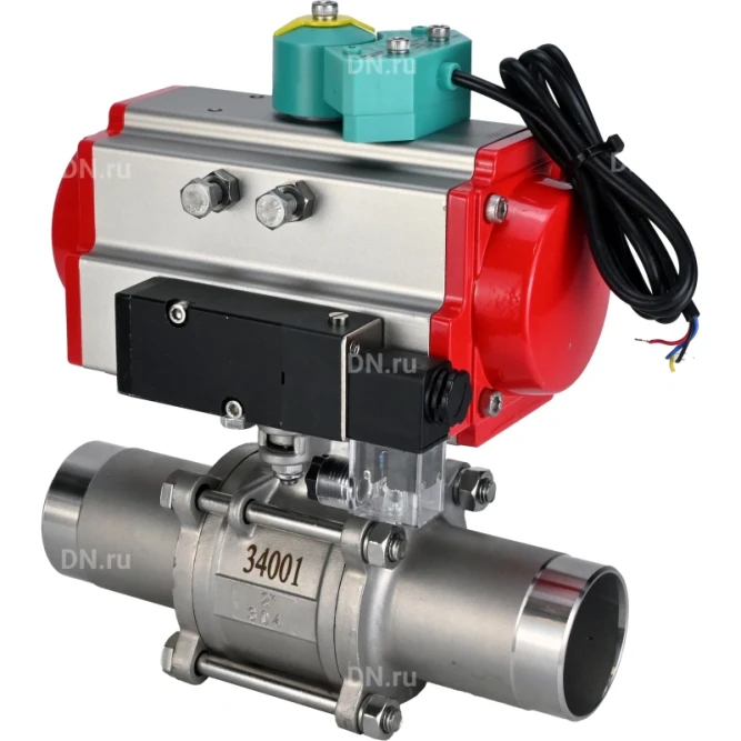 Кран шаровой BV3131P(3pc)-FP-W-ISO-H LONG Ду50 Ру40 полнопроходной, корпус - нержавеющая сталь 304, уплотнение - PTFE, под приварку, с пневмоприводом PA-DA-083, пневмораспределителем 4M310-08 AC220V и магнитным переключателем ALS200D в Перми