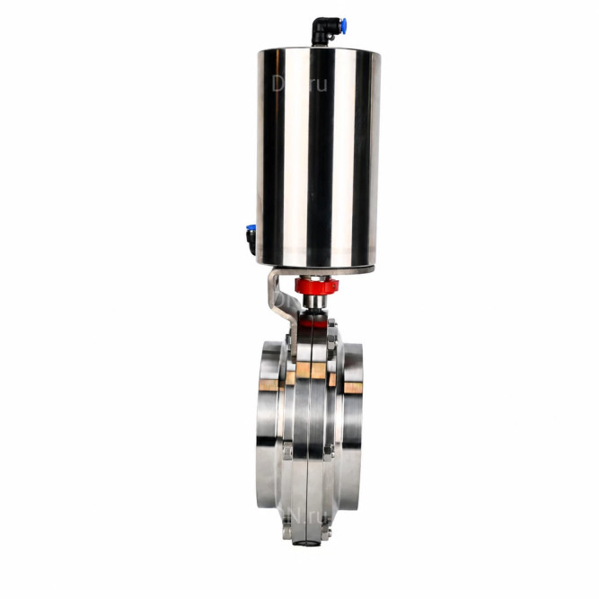 Затвор дисковый поворотный WBV3131E-2W-W-H Ду125 Ру10, пищевая нержавеющая сталь 304, уплотнение - EPDM, под приварку, с пневмоприводом PA-DA-108 двойного действия в Перми