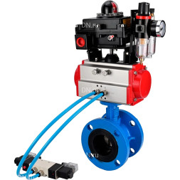 Затвор дисковый поворотный WBV1313E-2W-F-H Ду200 Ру16, корпус - чугун GGG40, диск - чугун GGG40, уплотнение - EPDM, с пневмоприводом PA-DA-140, пневмораспределителем 4M320-08 AC220V, БКВ APL-410N EX и БПВ AFC2000