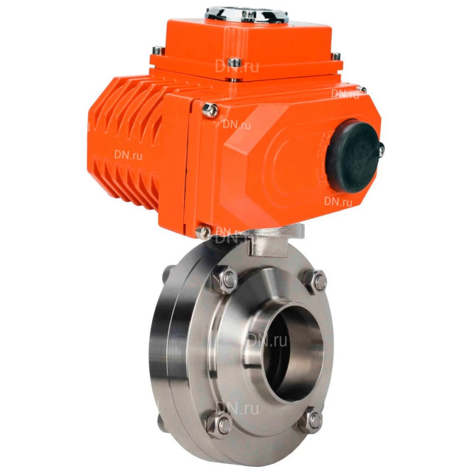 Затвор дисковый поворотный WBV3131S-2W-W-H Ду80 Ру10 под приварку, корпус - пищевая нержавеющая сталь 304, уплотнение - Silicon, с электроприводом QT-N-003EM-O1-220VAC-У1 220В HARK в Перми