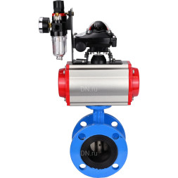 Затвор дисковый поворотный WBV1313E-2W-F-H Ду50 Ру16 фланцевый, корпус - чугун GGG40, диск - чугун GGG40, EPDM, с пневмоприводом PA-DA-105, пневмораспределителем 4M310-08 AC220V, БКВ APL-210N и БПВ AFC2000