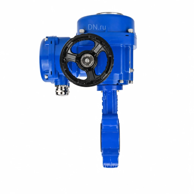Затвор дисковый поворотный WBV1616N-2W-Fb-H Ду100 Ру16 LUG межфланцевый, корпус - чугун QT450, диск - чугун QT450, уплотнение - NBR, с электроприводом QT-N-010M-O2-220VAC-У1 с моментной муфтой и штурвалом в Перми