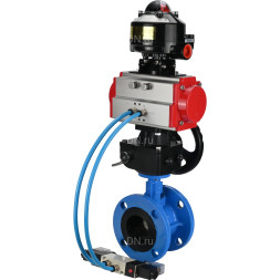 Затвор дисковый поворотный WBV1313E-2W-F-H Ду150 Ру16 фланцевый, корпус - чугун GGG40, диск - чугун GGG40, EPDM, с пневмоприводом PA-DA-130, пневмораспределителем 4V320-10 AC220V, БКВ APL-510N EX и ручным дублером MON1-250-T26-ISO