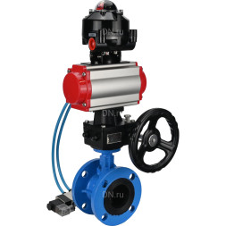 Затвор дисковый поворотный WBV1313E-2W-F-H Ду150 Ру16 фланцевый, корпус - чугун GGG40, диск - чугун GGG40, EPDM, с пневмоприводом PA-DA-130, пневмораспределителем 4V320-10 AC220V, БКВ APL-510N EX и ручным дублером MON1-250-T26-ISO