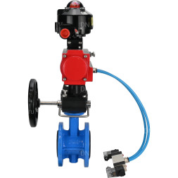Затвор дисковый поворотный WBV1313E-2W-F-H Ду150 Ру16 фланцевый, корпус - чугун GGG40, диск - чугун GGG40, EPDM, с пневмоприводом PA-DA-130, пневмораспределителем 4V320-10 AC220V, БКВ APL-510N EX и ручным дублером MON1-250-T26-ISO