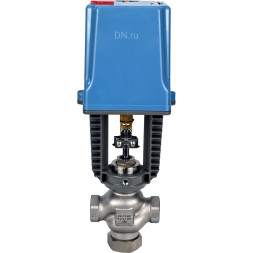 Клапан регулирующий VRg1-31M-PED-T 1″ Ду25 Ру25 двухходовой, односедельный, резьбовой, корпус - нержавеющая сталь AISI304, уплотнение - металл с электроприводом XCK220-1500 AC220V