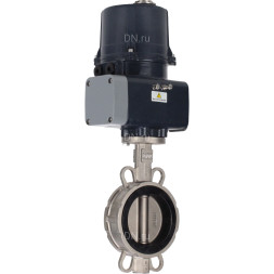 Затвор дисковый поворотный WBV3232V-2W-Fb-H Ду150 Ру16, корпус - нержавеющая сталь 316L, диск - нержавеющая сталь 316L, уплотнение - Viton, с электроприводом QTSA-N-014EM-O0-220VAC с пружинным возвратом
