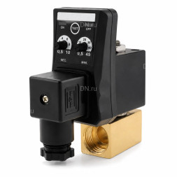 Клапан электромагнитный VS1200-NT-NC 1/2″ Ду15 Ру16, соленоидный двухходовой, корпус - латунь, уплотнение - NBR, резьбовой, нормально-закрытый, прямого действия, катушка - 220В, с электронным таймером слива для управления конденсатом