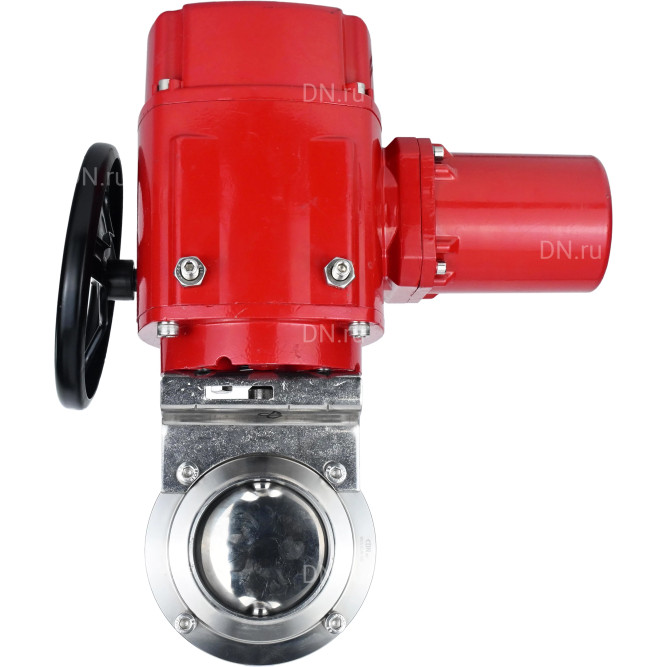 Затвор дисковый поворотный WBV3131E-2W-W-H Ду20 Ру10 под приварку, корпус - пищевая нержавеющая сталь 304, уплотнение - EPDM, с электроприводом QT-EX-005M-O2-380VAC-У1 с моментной муфтой и штурвалом в Перми