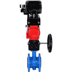 Затвор дисковый поворотный WBV1313E-2W-F-H Ду65 Ру16 фланцевый, корпус - чугун GGG40, диск - чугун GGG40, EPDM, с пневмоприводом PA-DA-105, позиционером YT-1000RSN без обратной связи и ручным дублером MON1-250-T26-ISO