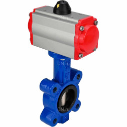 Затвор дисковый поворотный WBV1631E-2W-Fb-H Ду125 Ру16 LUG корпус - чугун QT450, диск - нержавеющая сталь 304, уплотнение - EPDM, с пневмоприводом PA-SA-140 и пневмораспределителем 4M310-08 DC24V