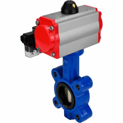 Затвор дисковый поворотный WBV1631E-2W-Fb-H Ду125 Ру16 LUG корпус - чугун QT450, диск - нержавеющая сталь 304, уплотнение - EPDM, с пневмоприводом PA-SA-140 и пневмораспределителем 4M310-08 DC24V