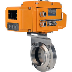 Затвор дисковый поворотный WBV3131S-2W-W-H Ду20 Ру10 под приварку, корпус - пищевая нержавеющая сталь 304, уплотнение - Silicon, с электроприводом QT-N-005EM-A1-220VAC-У1 c датчиком обратной связи и входным управляющим сигналом 4-20мА HARK