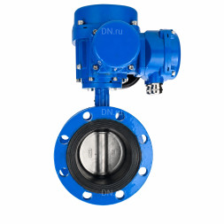 Затвор дисковый поворотный WBV1331E-2W-F-H Ду200 Ру16 фланцевый, корпус - чугун GGG40, диск - нержавеющая сталь 304, уплотнение - EPDM, с электроприводом QT-N-040M-O2-380VAC-У1 с моментной муфтой 380В