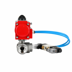 Кран шаровой BV3232P(4pc)-SP-3WT-T-ISO-H WDVF Ду25 Ру63 стандартнопроходной, 3-ходовой Т-тип, внутренняя резьба, корпус - нержавеющая сталь AISI 316, уплотнение - PTFE, с пневмоприводом PA-DA-065 и пневмораспределителем 4V320-10 AC220V