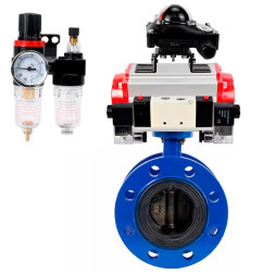 Затвор дисковый поворотный WBV1331E-2W-F-H Ду200 Ру16, корпус - чугун GGG40, диск - нержавеющая сталь 304, уплотнение - EPDM, с пневмоприводом PA-DA-140, пневмораспределителем 4M320-08 AC220V, БКВ APL-210N и БПВ AFC2000