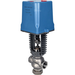 Клапан регулирующий VRg1-31M-PED-T 1 1/2″ Ду40 Ру25 двухходовой, односедельный, резьбовой, корпус - нержавеющая сталь AISI304, уплотнение - металл с электроприводом XCK220-1500 AC220V