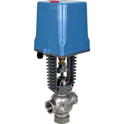 Клапан регулирующий VRg1-31M-PED-T 1 1/2″ Ду40 Ру25 двухходовой, односедельный, резьбовой, корпус - нержавеющая сталь AISI304, уплотнение - металл с электроприводом XCK220-1500 AC220V