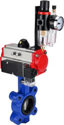 Затвор дисковый поворотный WBV1631N-2W-Fb-H Ду125 Ру16 LUG корпус - чугун QT450, диск - нержавеющая сталь 304, уплотнение - NBR, с пневмоприводом PA-SA-140, пневмораспределителем 4M310-08 DC24V и БПВ AFC2000