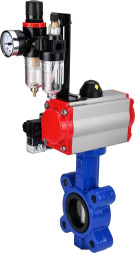 Затвор дисковый поворотный WBV1631N-2W-Fb-H Ду125 Ру16 LUG корпус - чугун QT450, диск - нержавеющая сталь 304, уплотнение - NBR, с пневмоприводом PA-SA-140, пневмораспределителем 4M310-08 DC24V и БПВ AFC2000