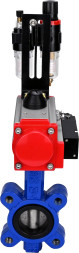 Затвор дисковый поворотный WBV1631N-2W-Fb-H Ду125 Ру16 LUG корпус - чугун QT450, диск - нержавеющая сталь 304, уплотнение - NBR, с пневмоприводом PA-SA-140, пневмораспределителем 4M310-08 DC24V и БПВ AFC2000