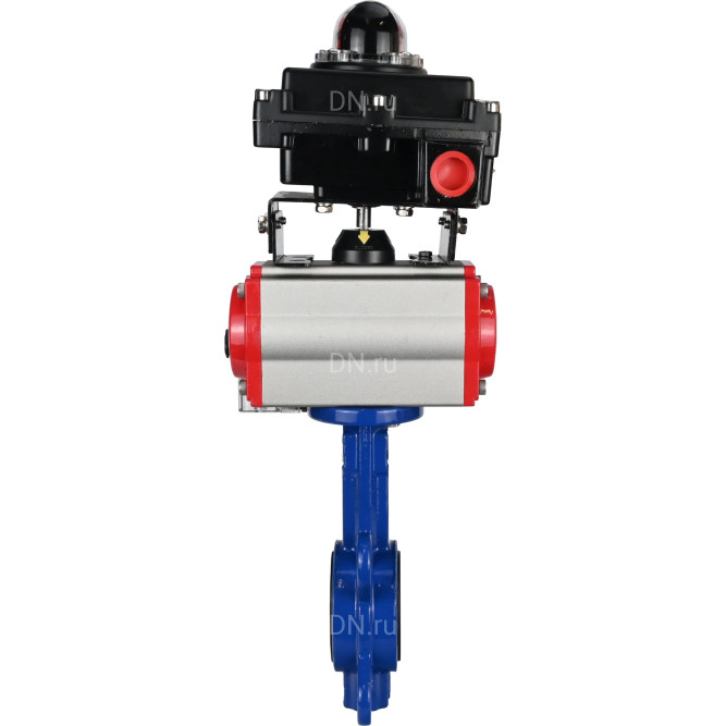 Затвор дисковый поворотный WBV1432E-2W-Fb-H Ду150 Ру16, корпус - чугун GGG50, диск - нержавеющая сталь 316L, уплотнение - EPDM, с пневмоприводом PA-SA-130 с возвратными пружинами, пневмораспределителем 4M310-08 DC24V, БКВ APL-410N EX в Перми