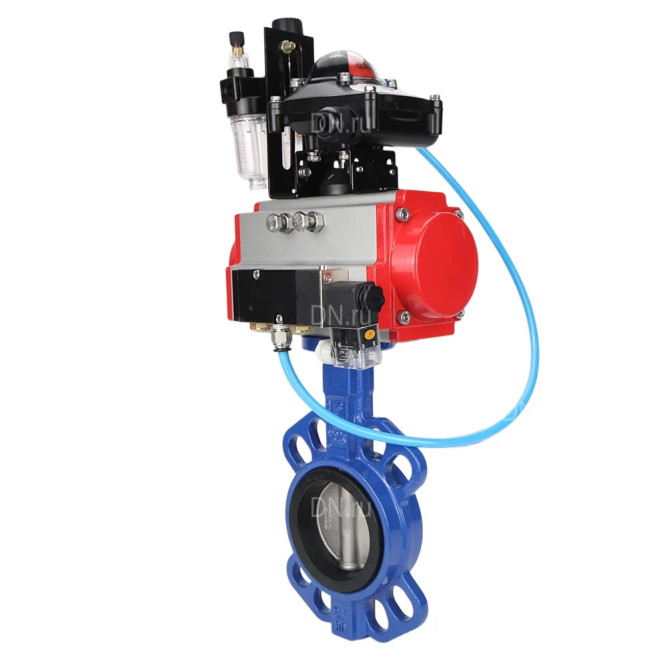 Затвор дисковый поворотный WBV1432E-2W-Fb-H Ду100 Ру16, корпус - чугун GGG50, диск - нержавеющая сталь 316L, уплотнение - EPDM, с пневмоприводом PA-DA-083, пневмораспределителем 4M310-08 DC24V, БКВ APL-210N, БПВ AFC2000 в Перми