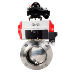 Затвор дисковый поворотный WBV3131S-2W-W-H Ду15 Ру10 под приварку, пищевая нержавеющая сталь 304, уплотнение – Silicon, с пневмоприводом PA-SA-065, пневмораспределителем 4M310-08 AC220V и БКВ APL-210N