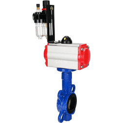 Затвор дисковый поворотный WBV1432N-2W-Fb-H Ду200 Ру16, корпус - чугун GGG50, диск - нержавеющая сталь 316L, уплотнение - NBR, с пневмоприводом PA-SA-160 с возвратными пружинами, пневмораспределителем 4M310-08 AC220V, БПВ AFC2000