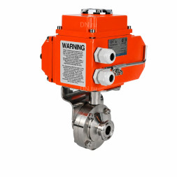 Затвор дисковый поворотный WBV3131S-2W-C-H Ду80 Ру10 кламповый, корпус - пищевая нержавеющая сталь 304, уплотнение - Silicon, с электроприводом QT-N-003EM-O1-220VAC-У1 HARK