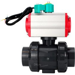 Кран шаровой BV4242E-FP-GRM-ISO Дн80 Ру10 полнопроходной, корпус - НПВХ, шар - НПВХ, уплотнение - EPDM, с пневмоприводом PA-DA-065 и магнитным переключателем ALS200D