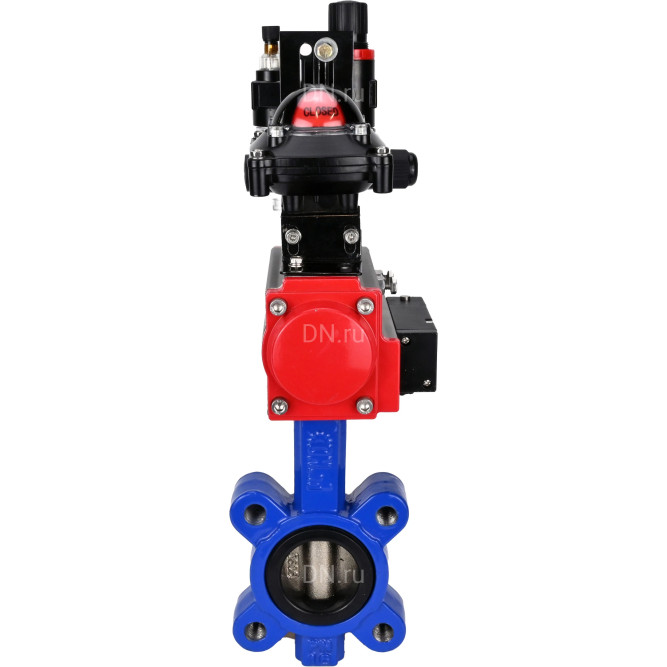 Затвор дисковый поворотный WBV1616N-2W-Fb-H Ду65 Ру16 LUG корпус - чугун QT450, диск - чугун QT450, уплотнение - NBR, с пневмоприводом PA-DA-065, пневмораспределителем 4M310-08 AC220V, БКВ APL-210N и БПВ AFC2000 в Перми