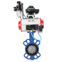 Затвор дисковый поворотный WBV1432E-2W-Fb-H Ду150 Ру16, корпус - чугун GGG50, диск - нержавеющая сталь 316L, уплотнение - EPDM, с пневмоприводом PA-DA-105, пневмораспределителем 4M310-08 DC24V, БКВ APL-210N, БПВ AFC2000