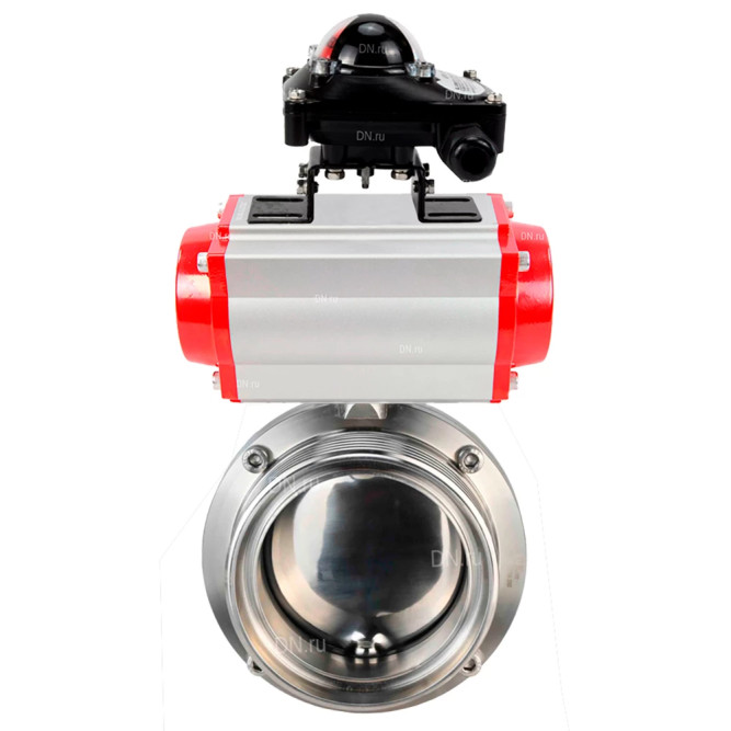 Затвор дисковый поворотный WBV3131S-2W-T-H Ду20 Ру10 резьбовой, пищевая нержавеющая сталь 304, уплотнение – Silicon, с пневмоприводом PA-SA-065 и БКВ APL-210N в Перми