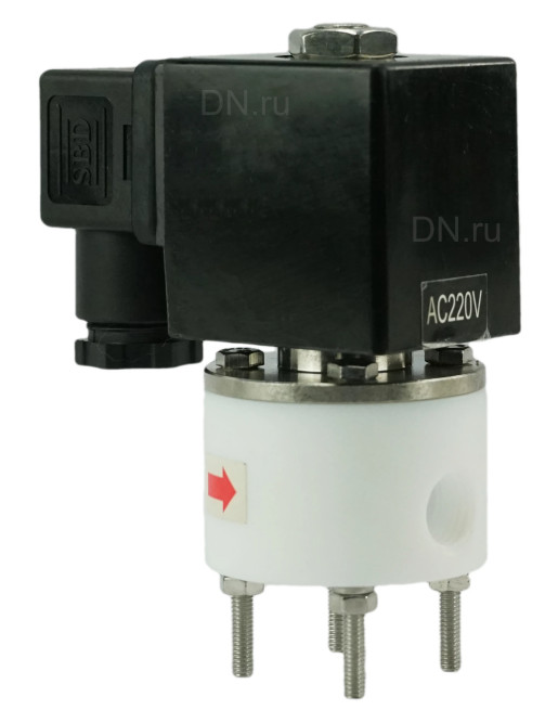 Клапан электромагнитный VS841-VT-NC-220VAC 1″ Ду25 Ру6 соленоидный двухходовой, корпус - PTFE, уплотнение - VITON, резьбовой, прямого действия, нормально закрытый, катушка - 220В в Перми