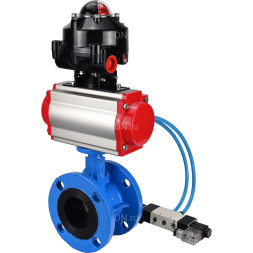 Затвор дисковый поворотный WBV1313E-2W-F-H Ду150 Ру16 фланцевый, корпус - чугун GGG40, диск - чугун GGG40, уплотнение - EPDM, с пневмоприводом PA-DA-130, пневмораспределителем 4V320-10 AC220V и БКВ APL-510N EX